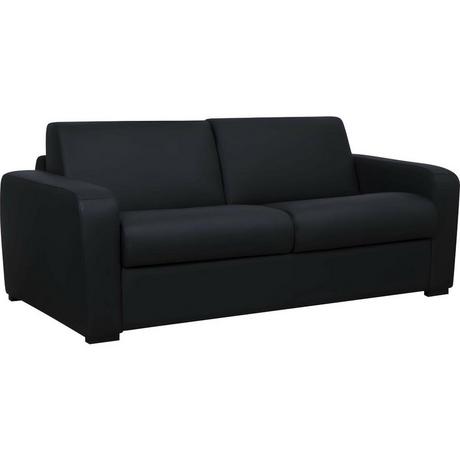 Vente-unique Divano letto 3 posti a ribalta in Pelle Nera Materasso 18 cm - BEVIS  