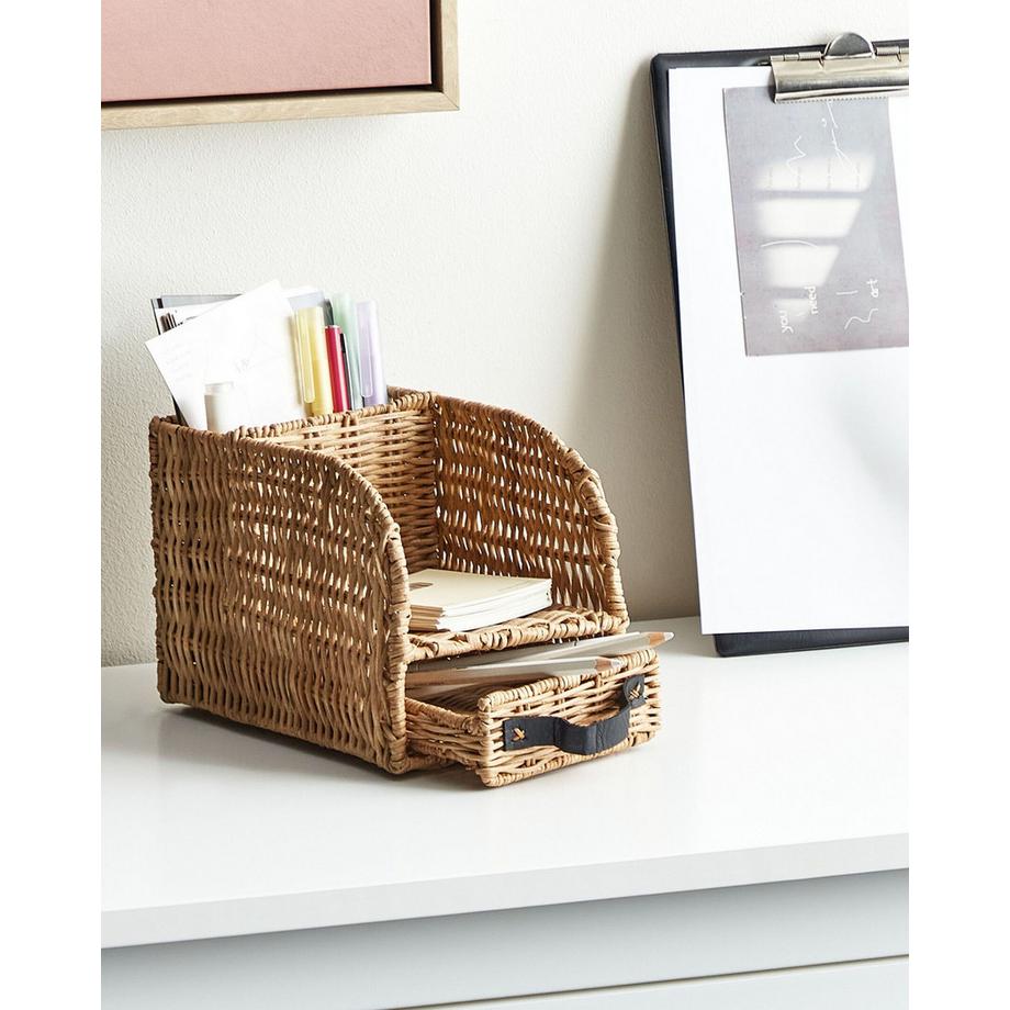 Beliani Schreibtisch-Organizer aus Rattan Boho MALPELO  