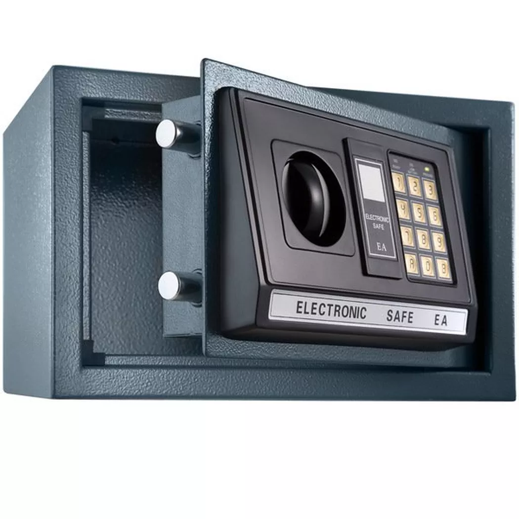 Tectake - Elektronischer Safe  mit Doppelbolzen-Verschlusssystem LED-Anzeige mit akustischem Signal, 90X120MM, Schwarz
