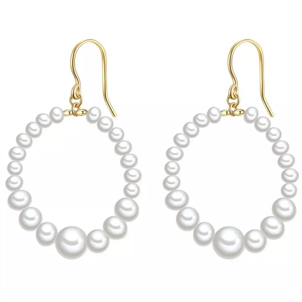 Valero Pearls - Perlen-Ohrhänger, 43mm, Weiss