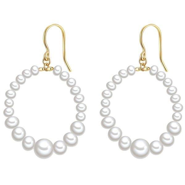 Orecchini Pendente In Argento 925 Con Perle D'acqua Dolce 7,5-8 Mm – Valero Pearls – Collezione Urbano