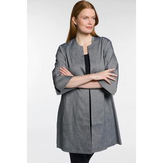 Ulla Popken  Blazer, lin stretch, col college, manches 3/4 