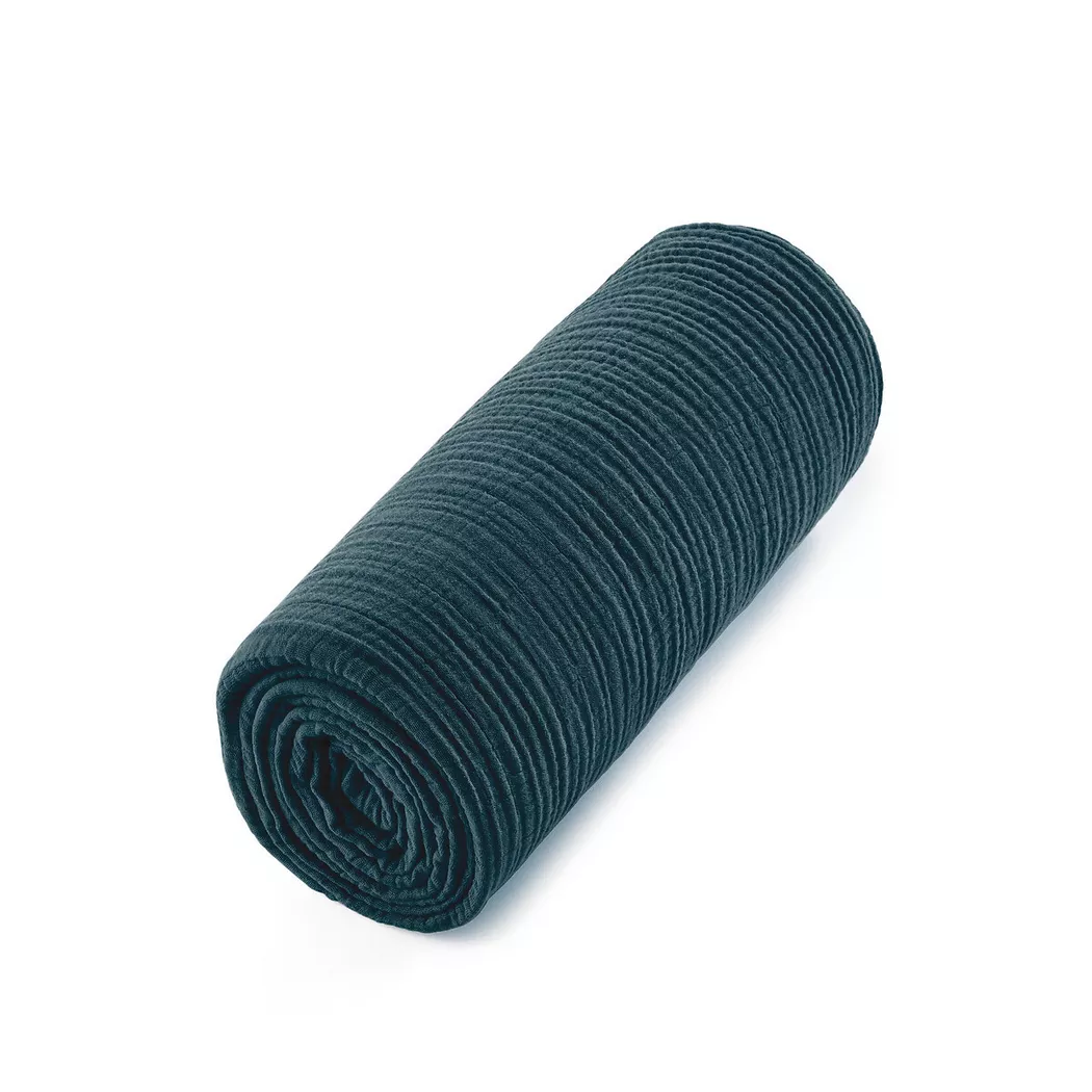 AM.PM - Kinderfixleintuch Yafa, Yafa Bio Baumwoll Musselin Fixleintuch, 140 x 190 cm, Blau