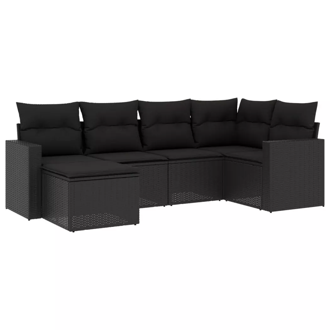 VidaXL - set divano da giardino Polirattan, One Size, Nero