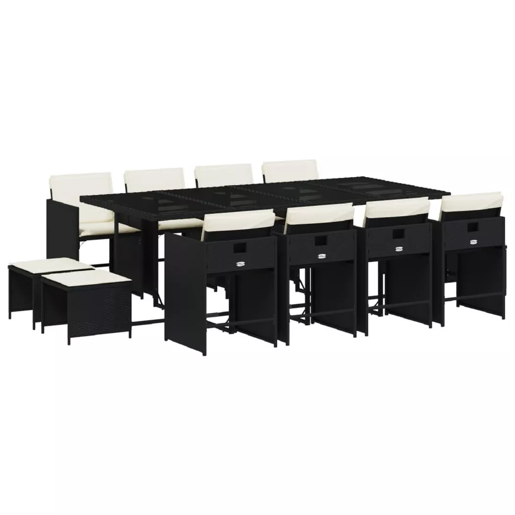 VidaXL - Garten essgruppe poly-rattan, One Size, Schwarz