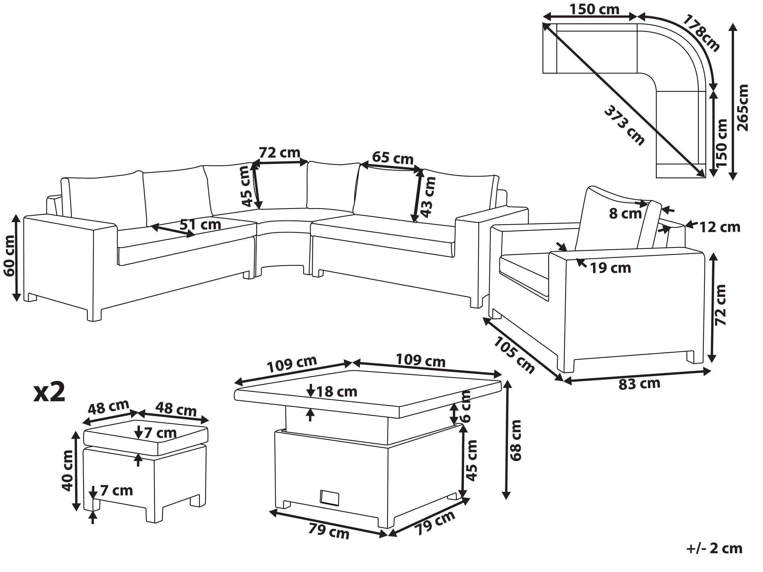 Beliani Set lounge pour jardin en Polyrotin Traditionnel TEGLIO  