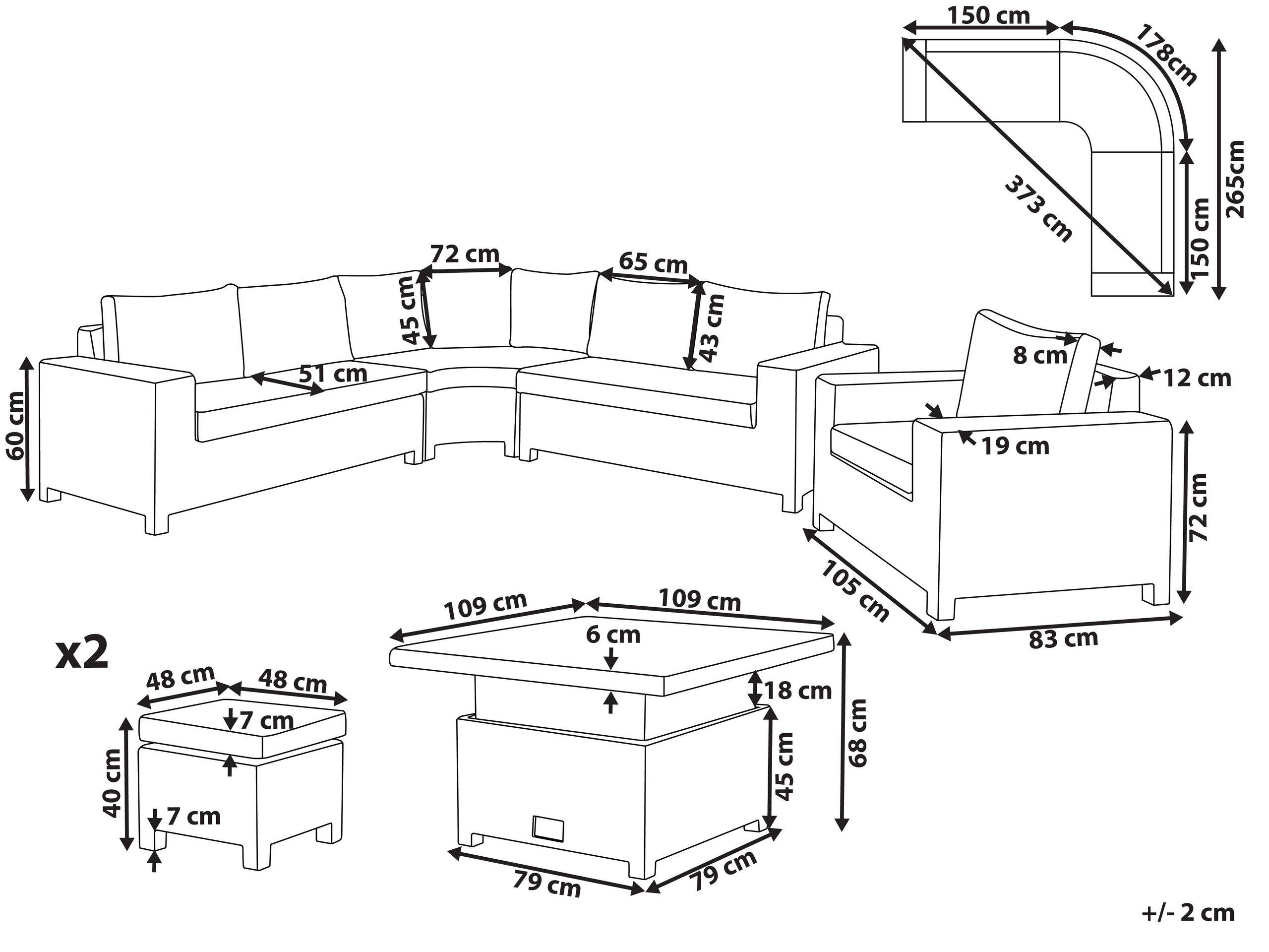 Beliani Set lounge pour jardin en Polyrotin Traditionnel TEGLIO  