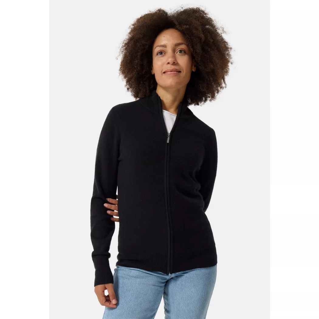 CASH-MERE.CH - Kaschmir Cardigan mit Reissverschluss, für Damen, Schwarz, Größe XXL