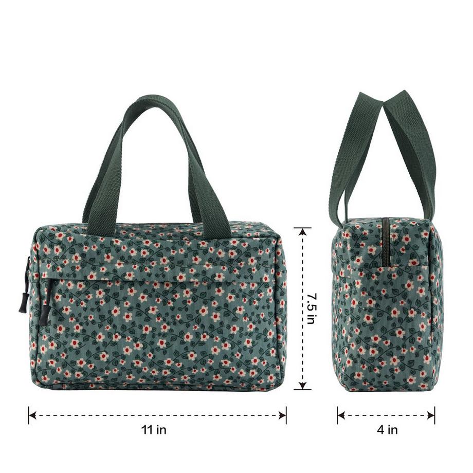 Only-bags.store Grande trousse de toilette fleurie en velours côtelé  