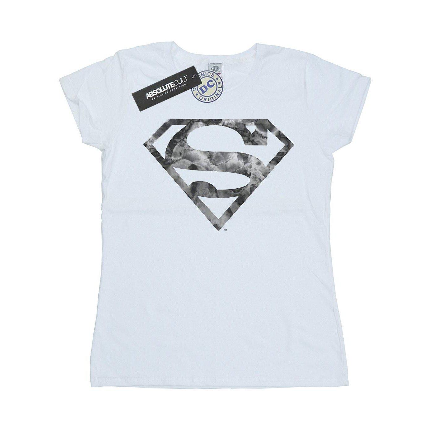 Image of Superman Marble Logo Tshirt Damen Weiss L