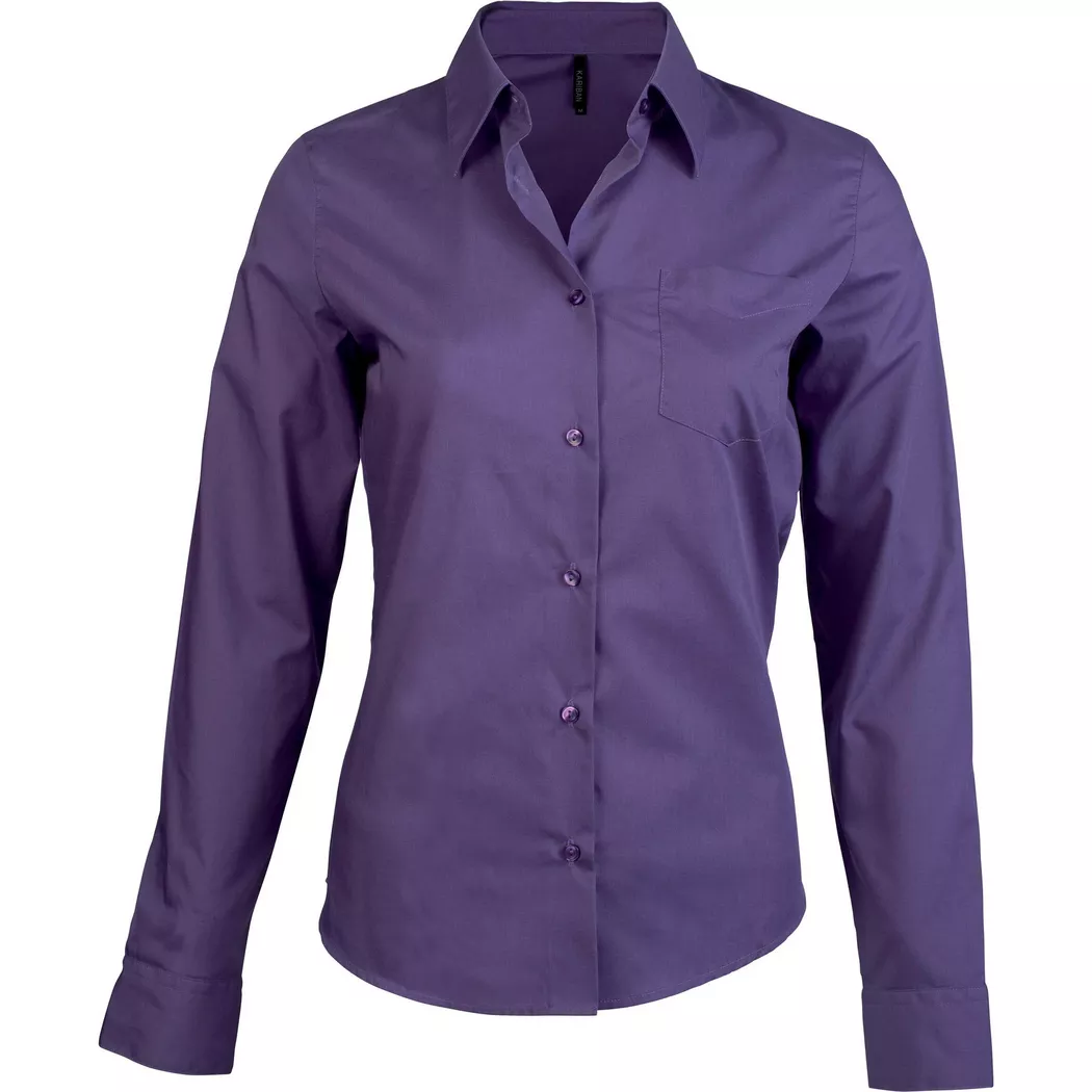 Kariban - damenbluse mit langen ärmeln jesica, für Damen, Lila, Größe XL
