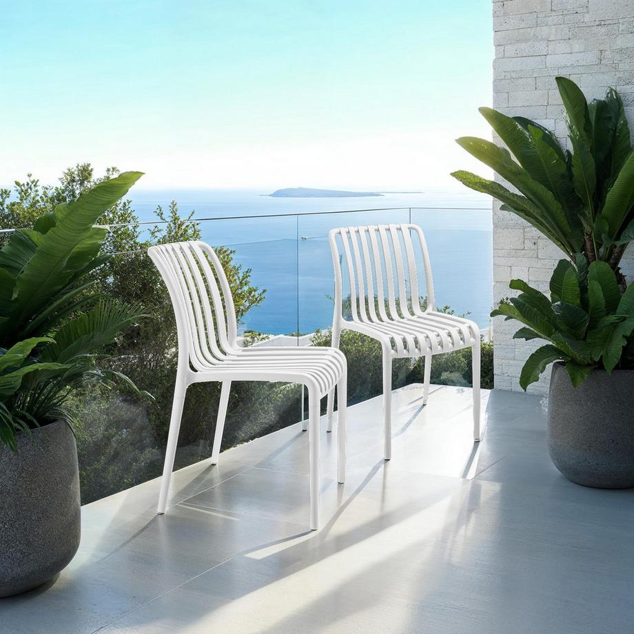 Tectake Sedie da giardino Alcudia Resistenti alle intemperie e ai raggi UV Set di 6  