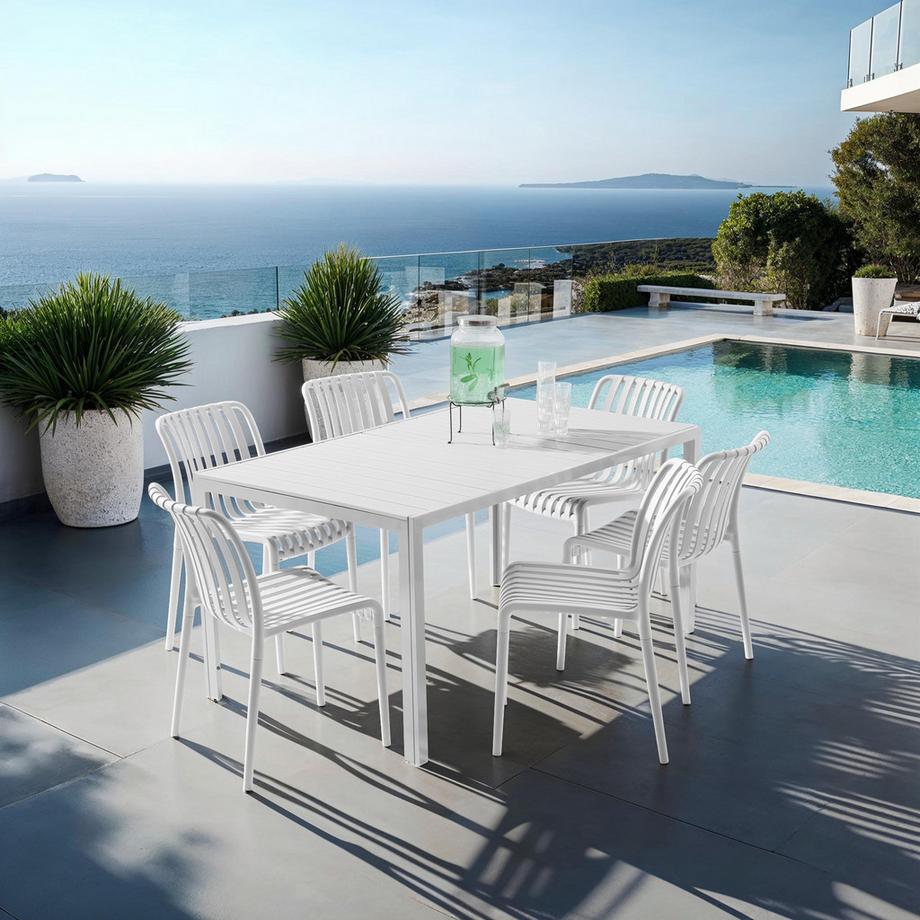 Tectake Sedie da giardino Alcudia Resistenti alle intemperie e ai raggi UV Set di 6  