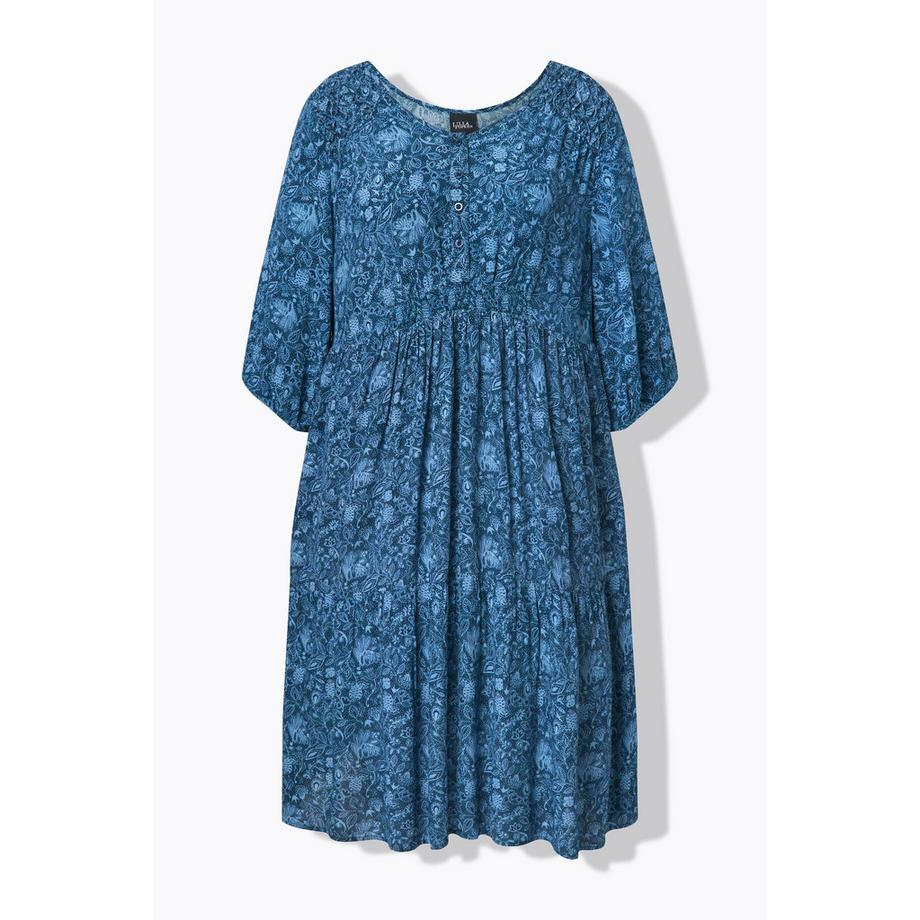 Ulla Popken Abito svasato floreale scollo a V maniche 3/4  