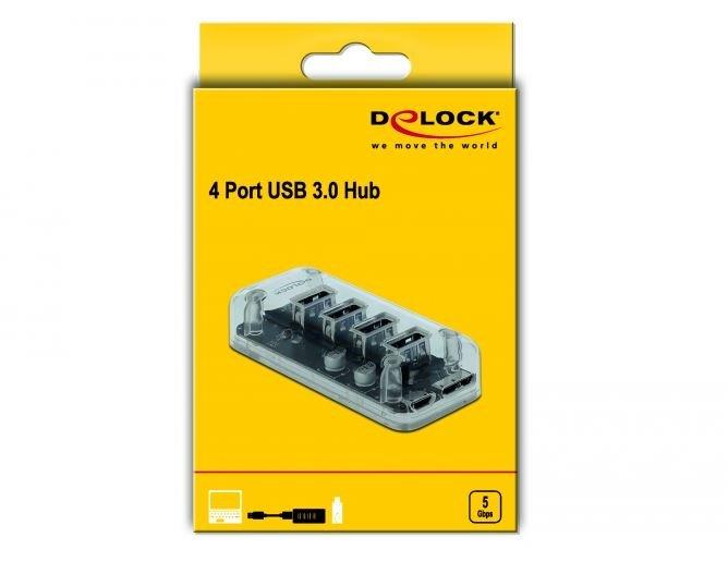 DeLock  Hub USB 3.0 esterno con 4 porte trasparenti 