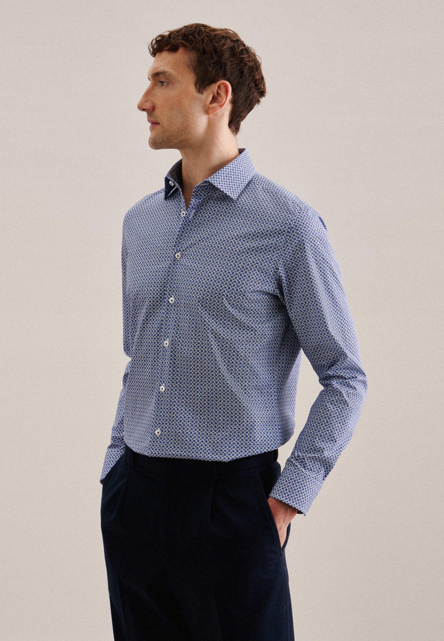 Image of Business Hemd X-slim Fit Langarm Druck Herren Hellblau 40