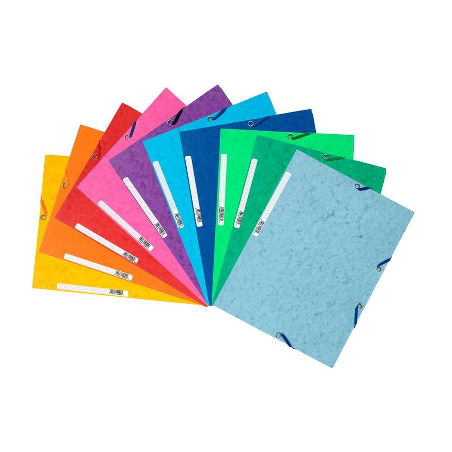 Cartella 3 lembi con elastici cartoncino lustré 400g/mq - A4 - x 50