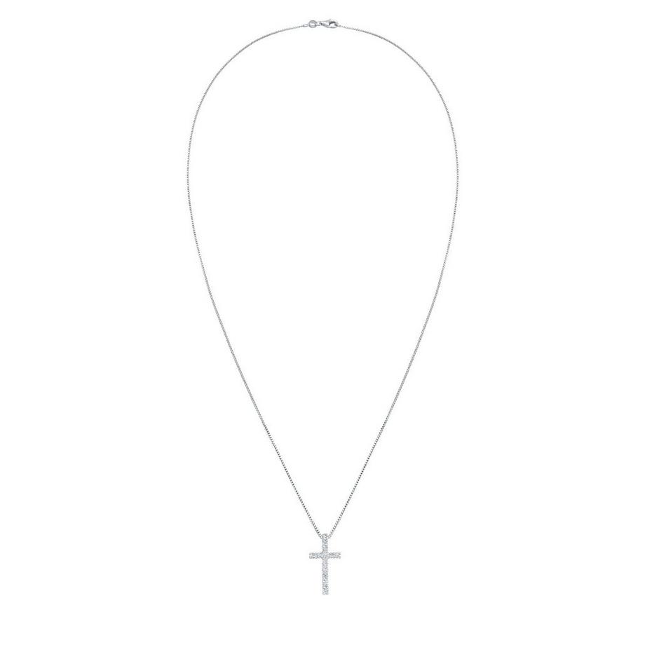 Kuzzoi  Collier Collier Long Homme Croix Cristaux Verre Argent 925 