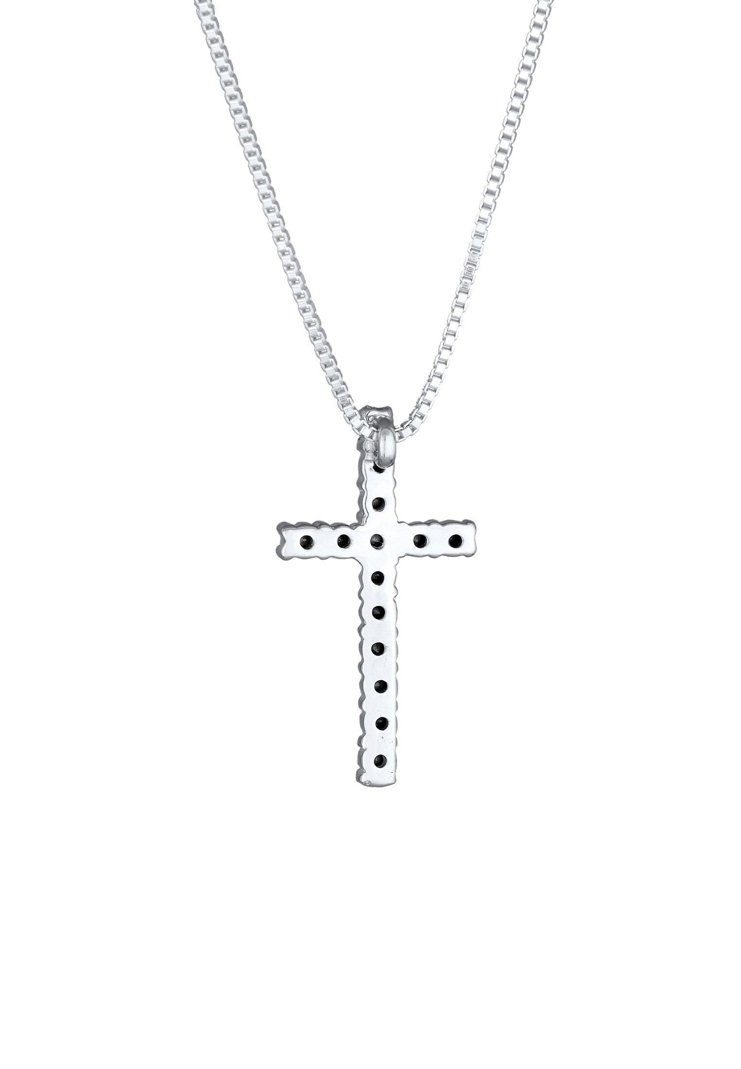 Kuzzoi  Collier Collier Long Homme Croix Cristaux Verre Argent 925 