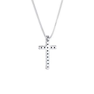 Kuzzoi  Collier Collier Long Homme Croix Cristaux Verre Argent 925 