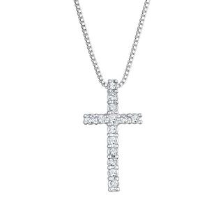 Kuzzoi  Collier Collier Long Homme Croix Cristaux Verre Argent 925 