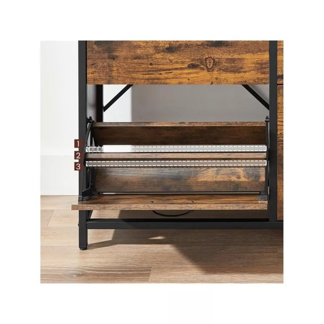 VASAGLE Schuhschrank "mit 4 Klappen 95 x 98.3 cm, Braun/Schwarz"