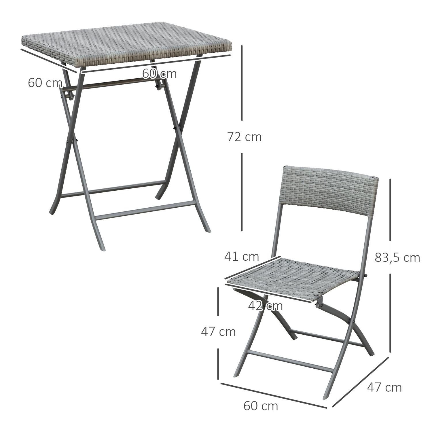 Northio Polyrattan Bistroset 2 Personen Sitzgruppe Rattan Gartenmöbel Grau  