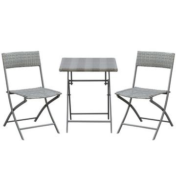 Set Bistro In Polyrattan 2 Persone Mobili Da Giardino In Rattan Grigio