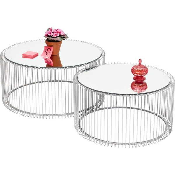 KARE Design Couchtisch Wire Silber (2/Set)  