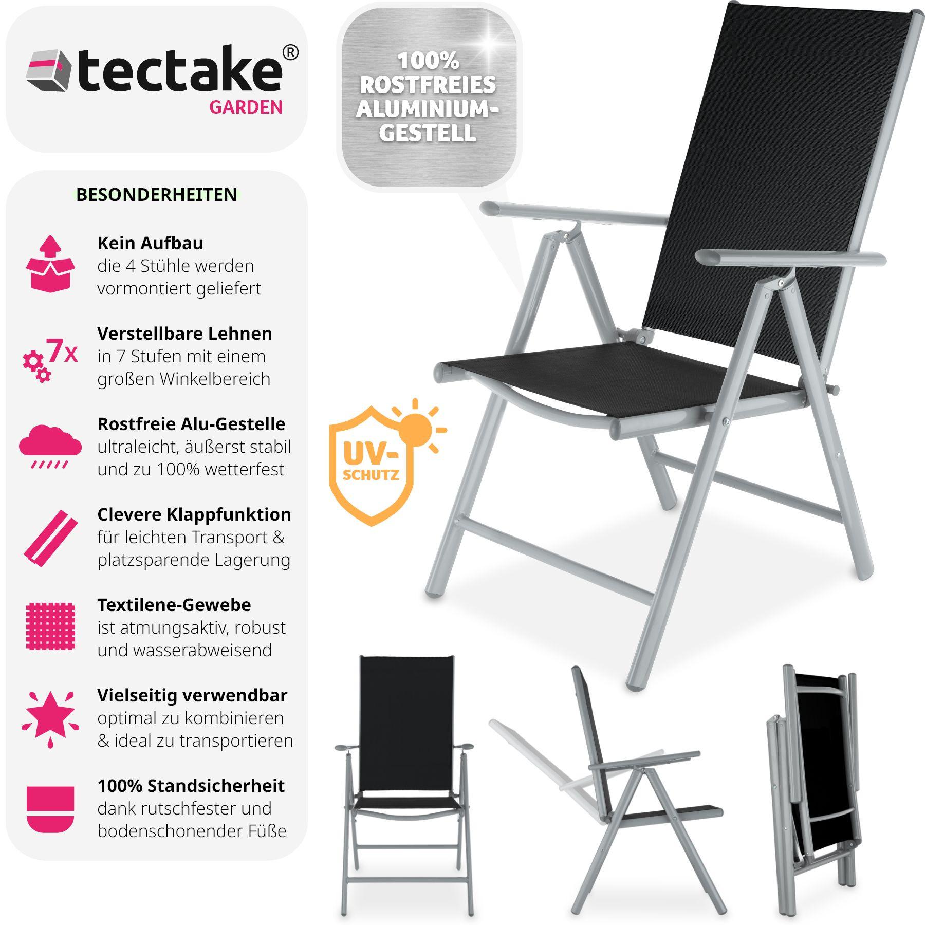 Tectake Lot de 4 chaises de jardin pliantes  