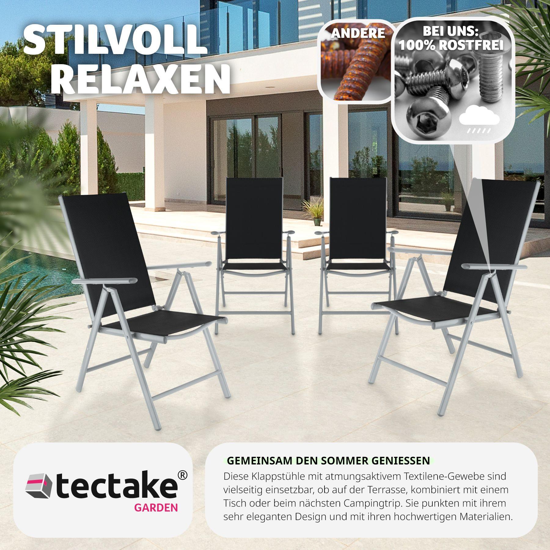 Tectake Lot de 4 chaises de jardin pliantes  