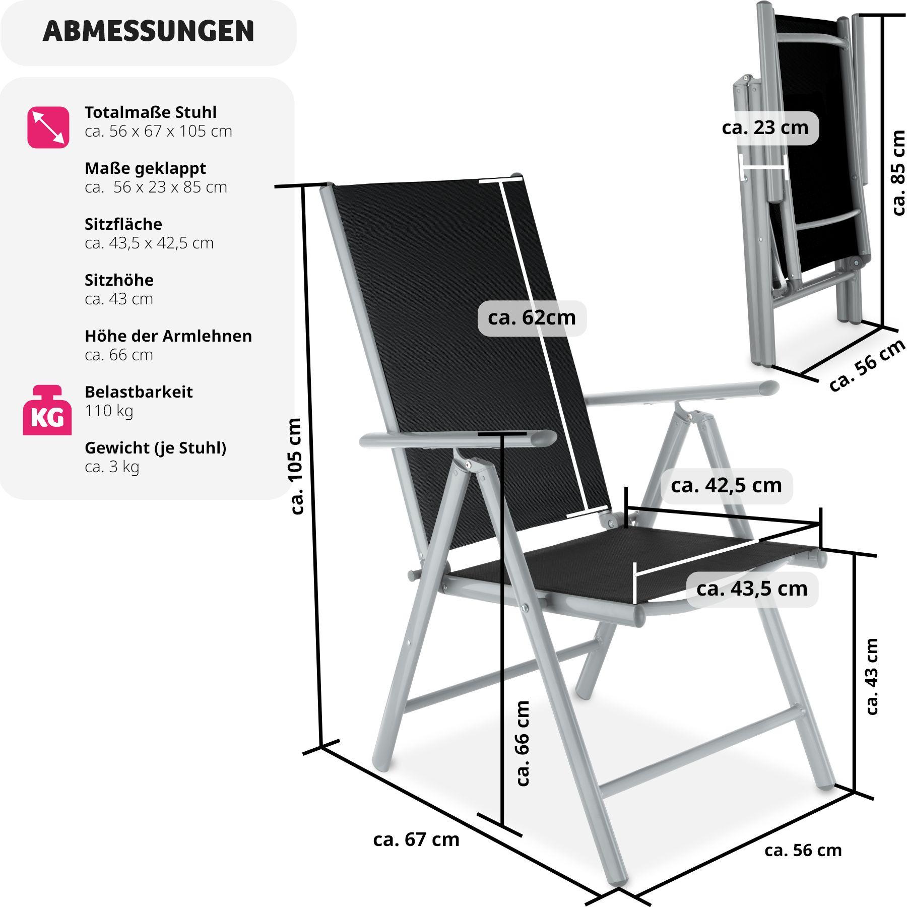 Tectake Lot de 4 chaises de jardin pliantes  