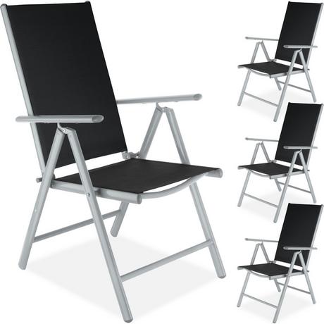 Tectake Lot de 4 chaises de jardin pliantes  