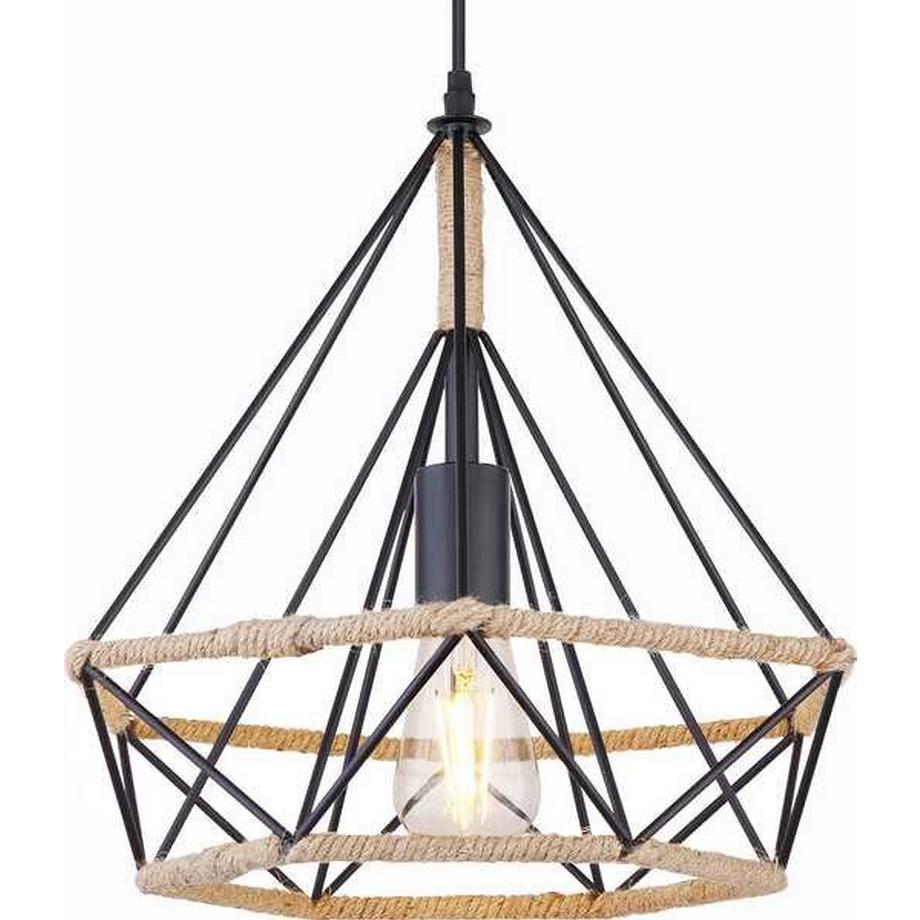 mutoni Lampe à suspension métal noir 1xE27  