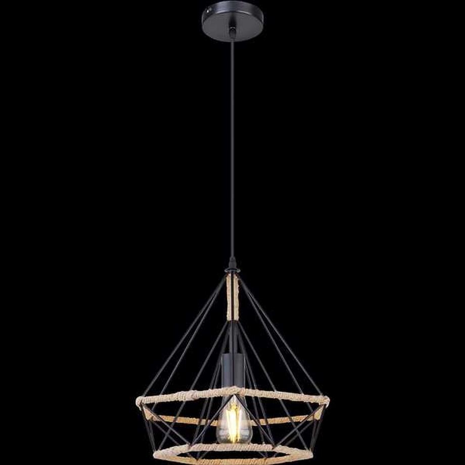 mutoni Lampe à suspension métal noir 1xE27  