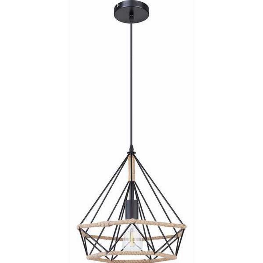 mutoni Lampe à suspension métal noir 1xE27  