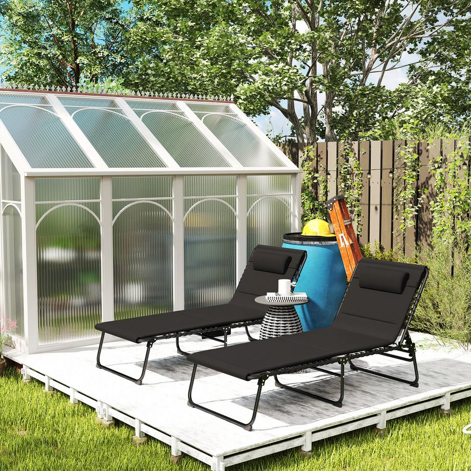 Outsunny ensemble de chaises longues de jardin  