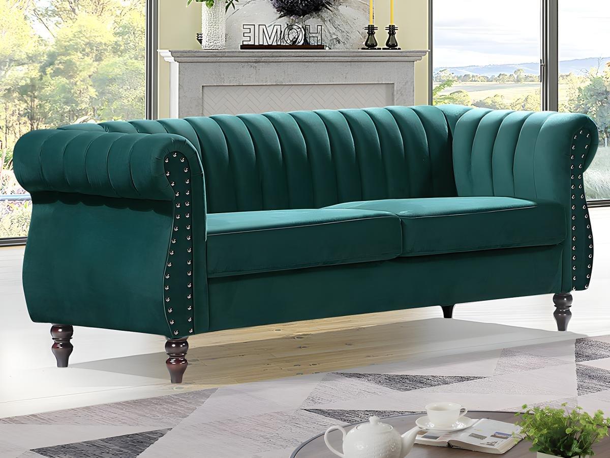 Vente-unique Chesterfield-Sofagarnitur - 3-Sitzer & 2-Sitzer - Samt - Smaragdgrün - TRUMBO  