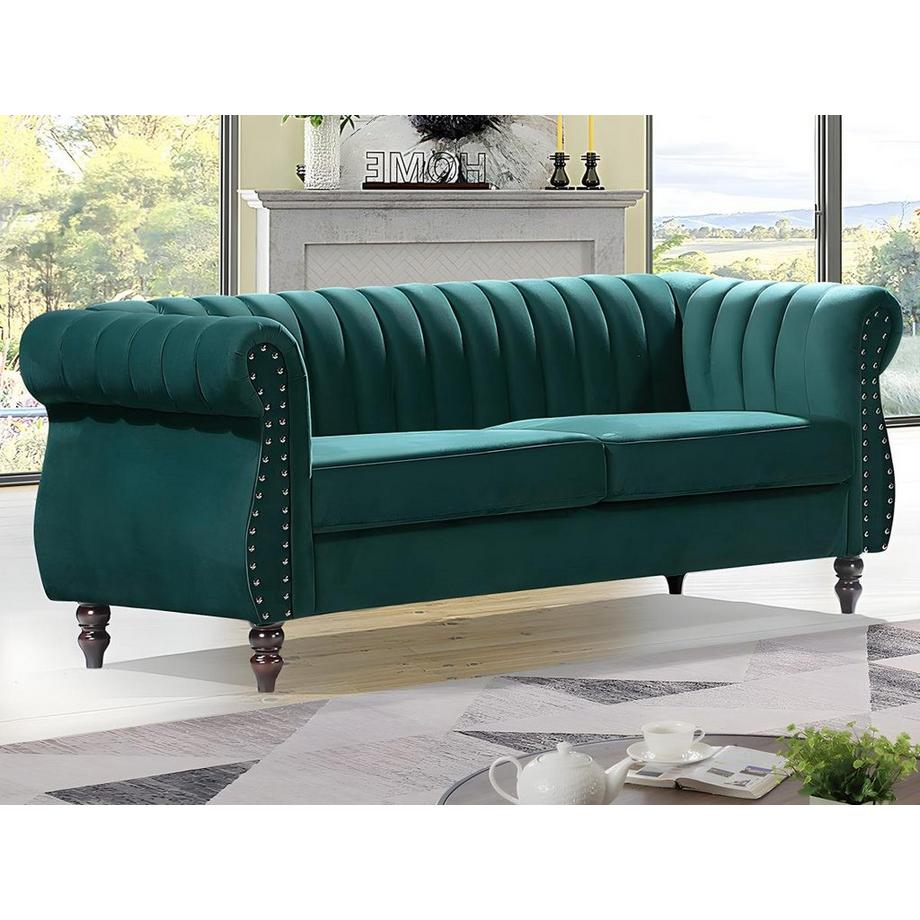 Vente-unique Chesterfield-Sofagarnitur - 3-Sitzer & 2-Sitzer - Samt - Smaragdgrün - TRUMBO  