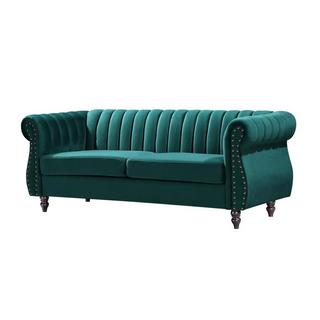 Vente-unique Chesterfield-Sofagarnitur - 3-Sitzer & 2-Sitzer - Samt - Smaragdgrün - TRUMBO  