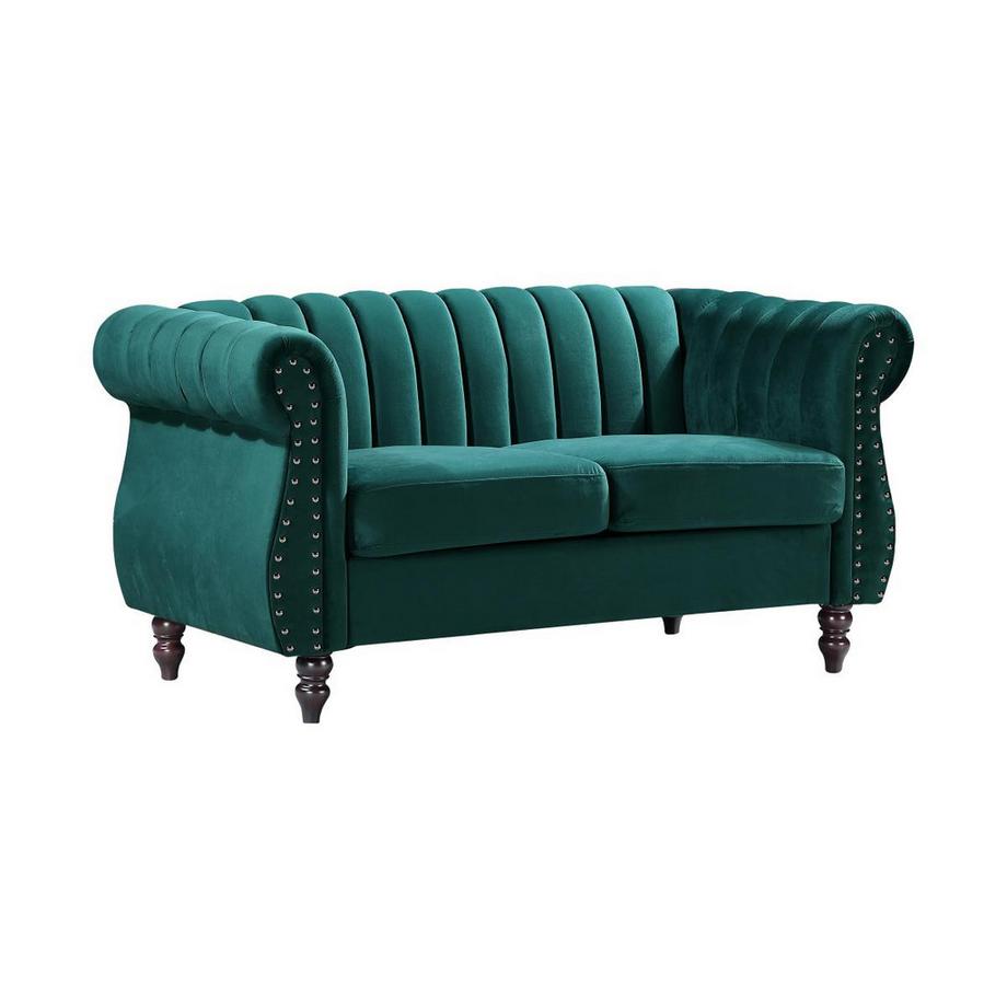 Vente-unique Chesterfield-Sofagarnitur - 3-Sitzer & 2-Sitzer - Samt - Smaragdgrün - TRUMBO  