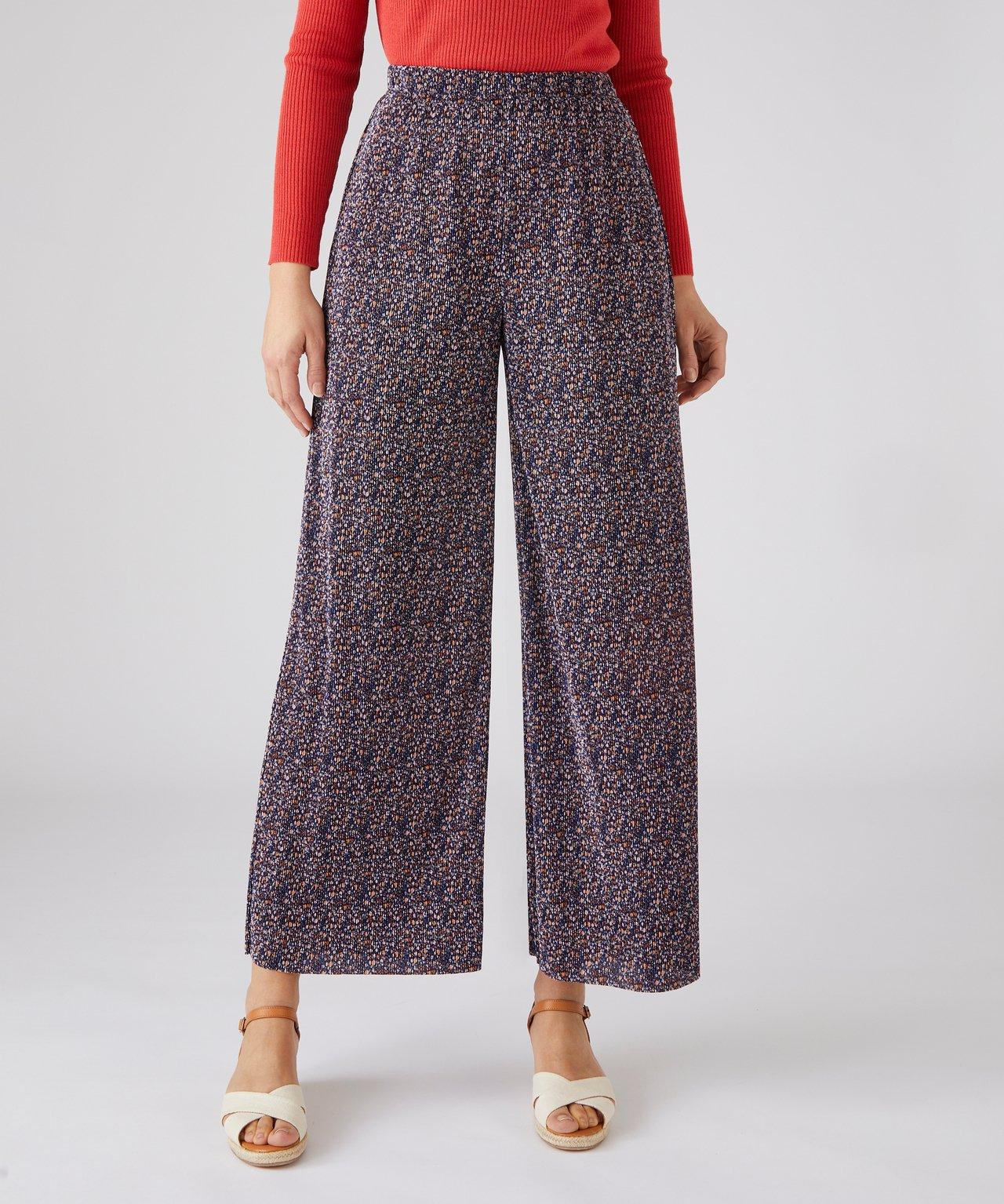 Image of 7/8-hose Aus Gewebe Mit Permanentplissee. Damen Blau 38