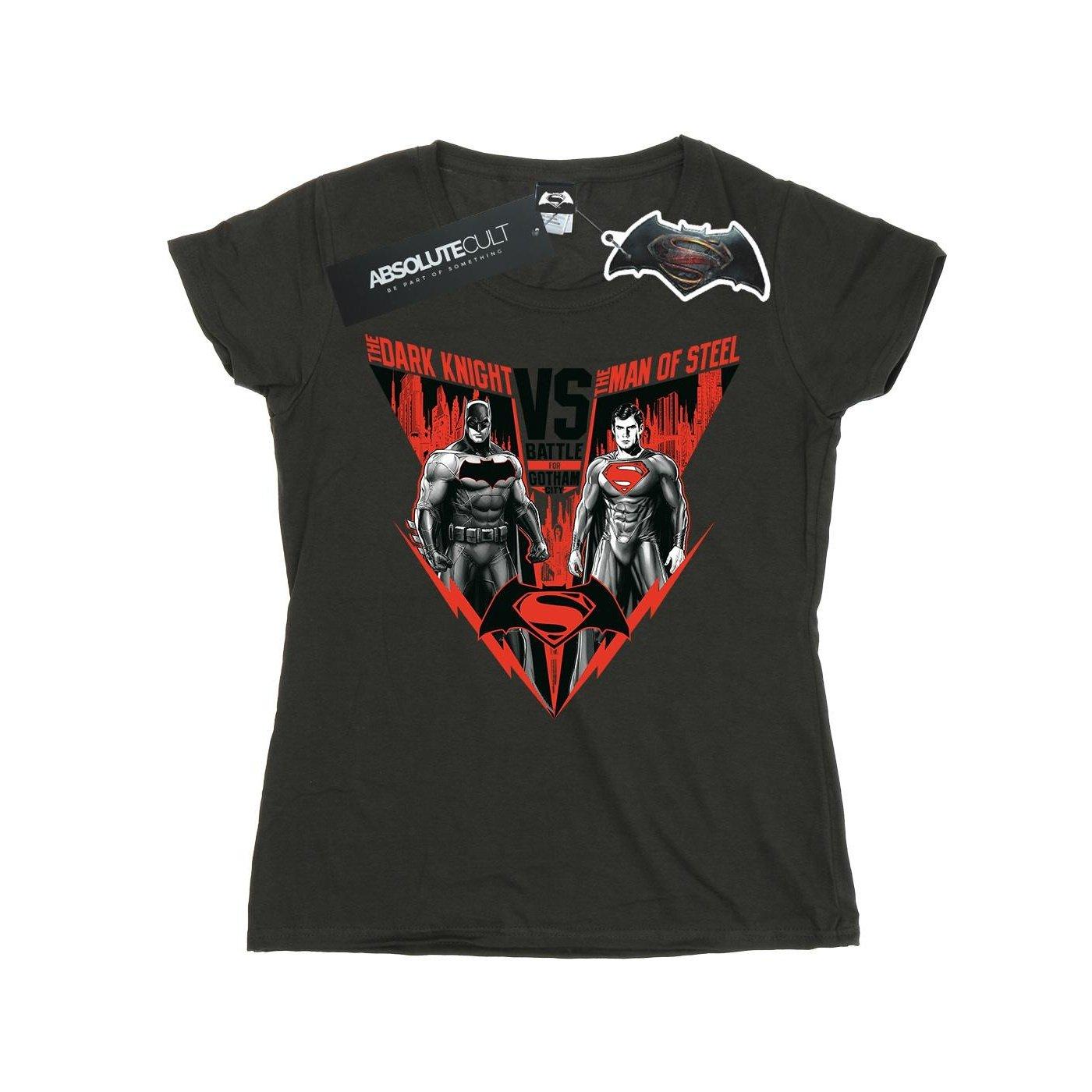 Image of Batman V Superman Battle Tshirt Damen Taubengrau XS