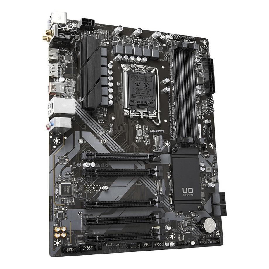 Gigabyte  B760 DS3H AX DDR4 Mainboard - Unterstützt Intel Core Prozessoren der 14. Generation, 8+2+1 Phasen digitales VRM, bis zu 5333MHz DDR4 (OC), 2x PCIe 4.0 M.2, Wi-Fi 6E, GbE LAN, USB 3.2 Gen 2 