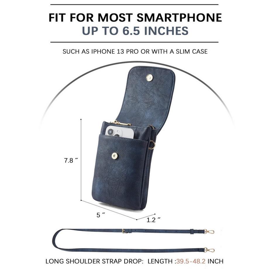 Only-bags.store Sac à bandoulière en cuir pour téléphone portable avec portefeuille  