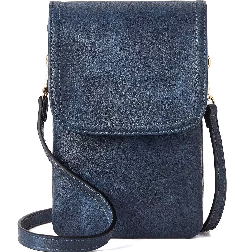 Only-bags.store - Handy Umhängetasche Leder, Umhängetasche, Handytasche mit Geldbörse zum Umhängen, für Herren, Blau
