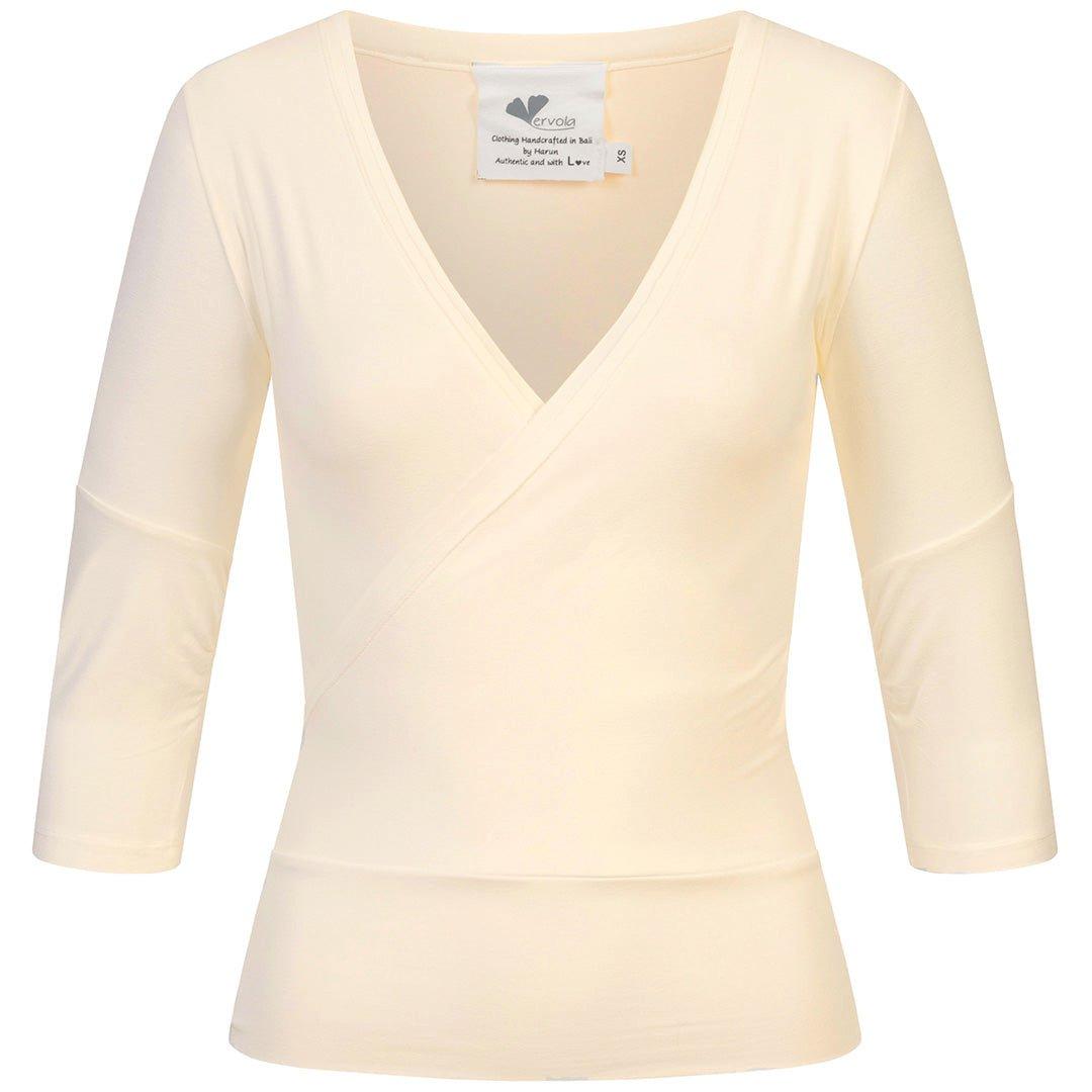 Image of Yoga Wickelshirt Oberteil 'wrap Top' Unisex Creme L