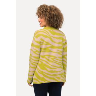 Ulla Popken  Pullover con design zebrato, collo alto e maniche lunghe 