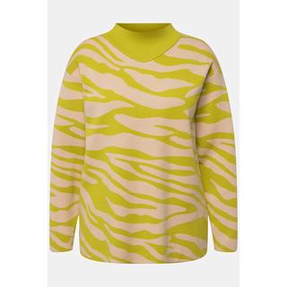 Ulla Popken  Pullover con design zebrato, collo alto e maniche lunghe 