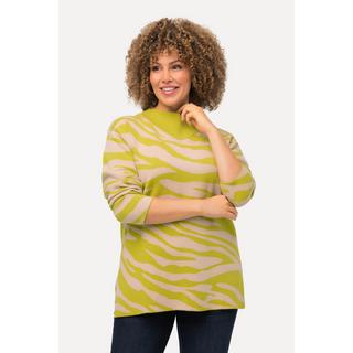 Ulla Popken  Pullover con design zebrato, collo alto e maniche lunghe 